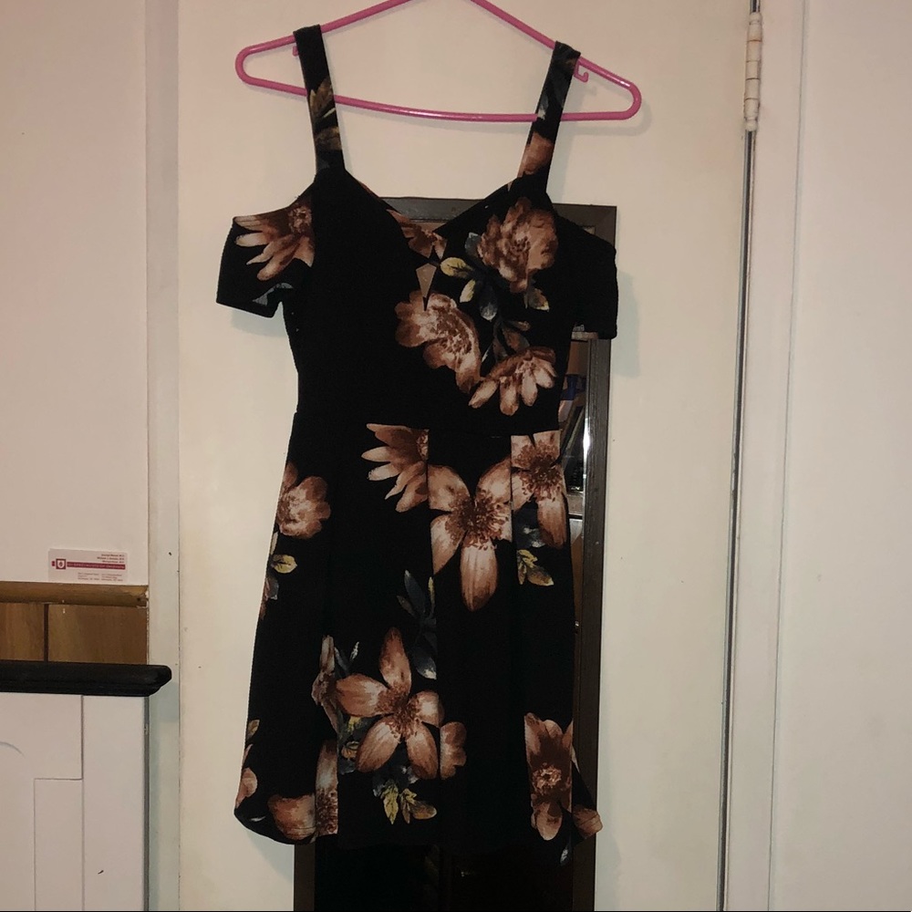 Black and Tan Floral Dress
